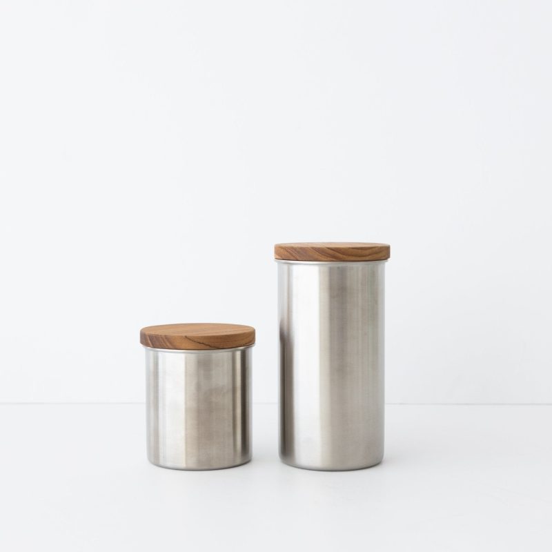 elfin takakuwa metal canisters with wooden lids 326418