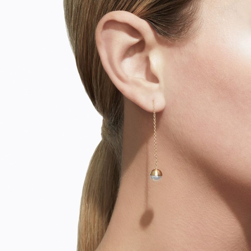 shihara half pearl chain earring 00 158803