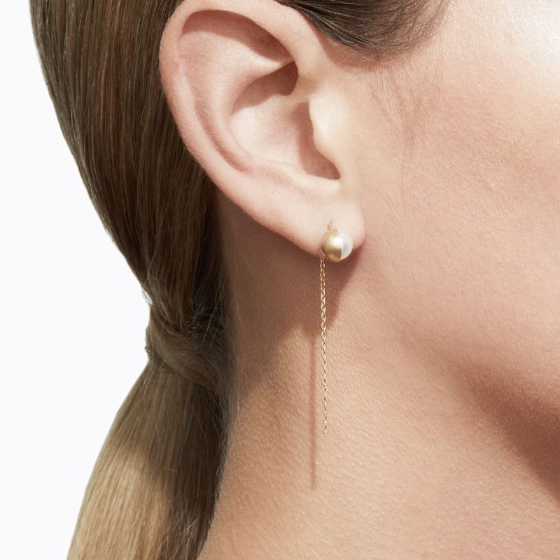 shihara half pearl chain earring 900 131918