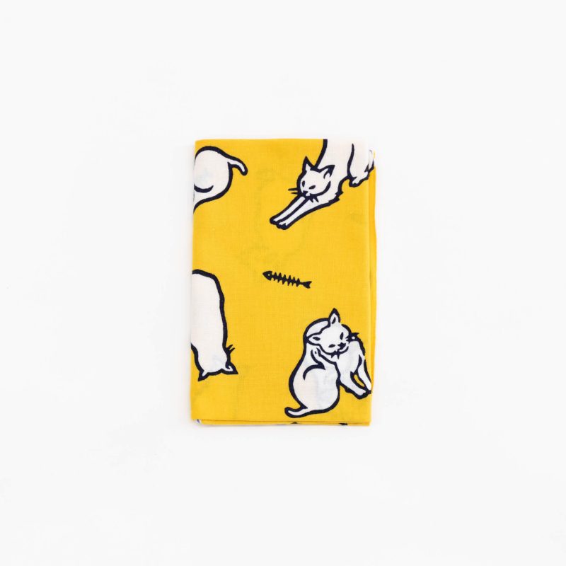 tenugui cats on yellow 252663